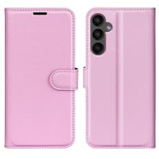  Samsung Galaxy A15 5G Fodral Litchi L&auml;der Ljus Rosa - Teknikhallen.se