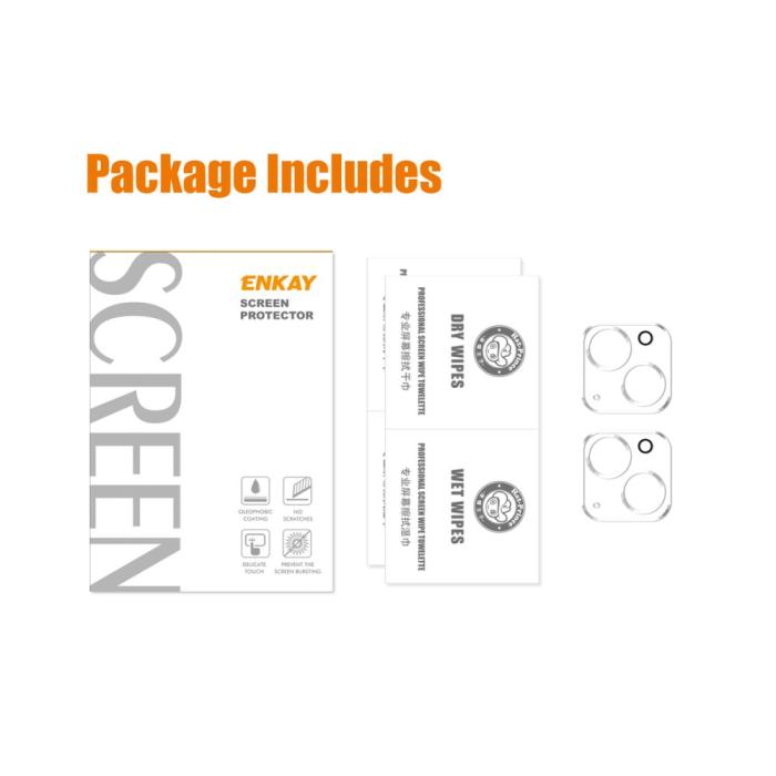 Bild 6, ENKAY ENKAY iPhone 15 / 15 Plus 2-PACK Linsskydd Härdat Glas - Teknikhallen.se