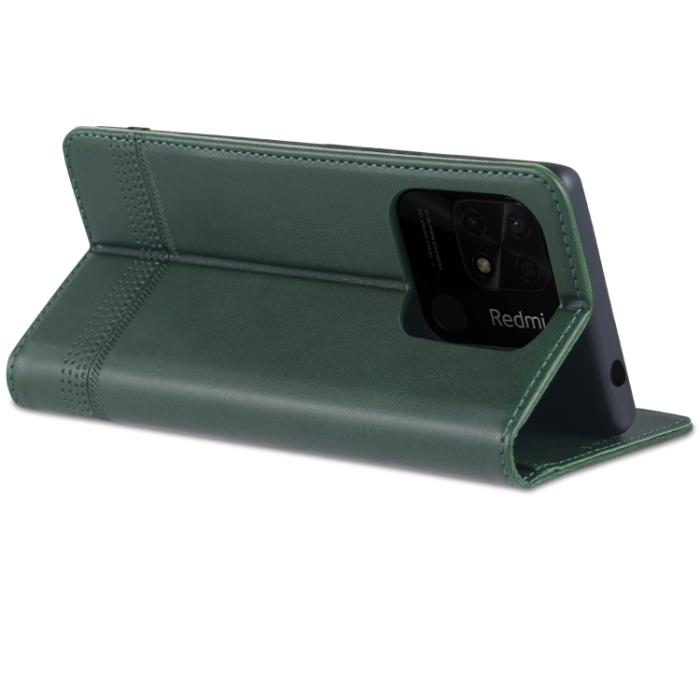 Bild 5, AZNS AZNS Xiaomi Redmi 10C Fodral Flip Läder Grön - Teknikhallen.se