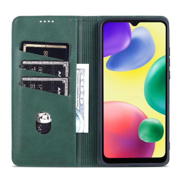 Bild 6, AZNS AZNS Xiaomi Redmi 10C Fodral Flip Läder Grön - Teknikhallen.se