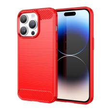  iPhone 15 Pro Max Skal Borstad St&aring;l Textur R&ouml;d - Teknikhallen.se