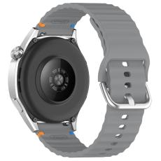  Klockarmband 22 mm Silikon Wave Design M&ouml;rk Gr&aring; - Teknikhallen.se