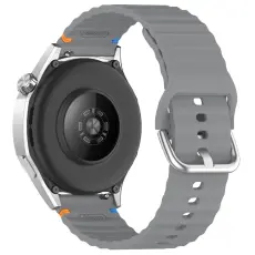  Klockarmband 22 mm Silikon Wave Design M&ouml;rk Gr&aring; - Teknikhallen.se