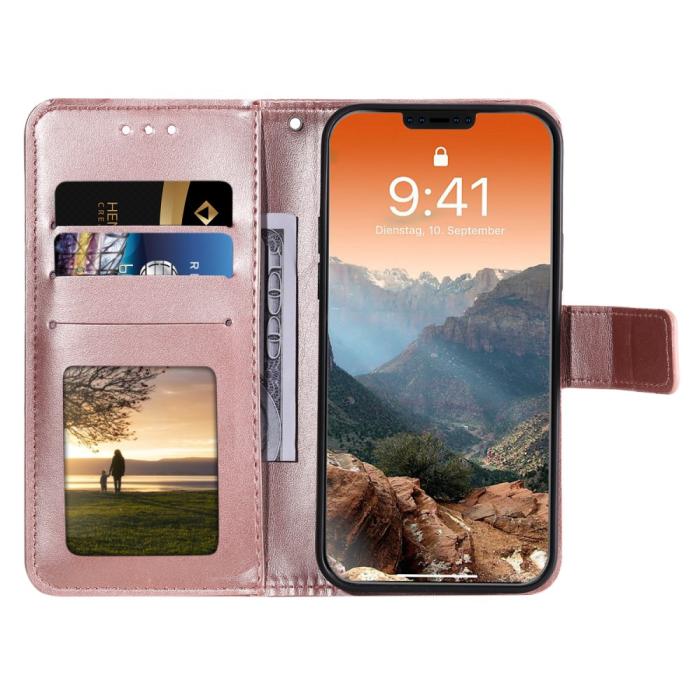 Bild 4,  iPhone 12 Pro Max - Mandala Läder Fodral - Roséguld - Teknikhallen.se