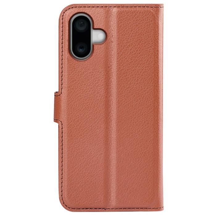 Bild 6,  iPhone 16 Fodral Litchi Textur Läder Brun - Teknikhallen.se