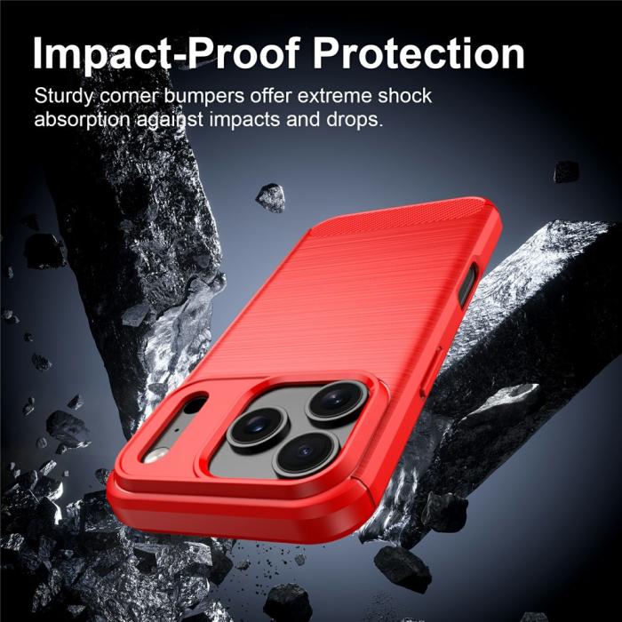 Bild 4,  iPhone 18 Pro Max/17 Pro Max Skal Kolfiber Textur Röd - Teknikhallen.se
