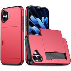  iPhone 16 Plus Skal Hybrid Med Kortfack R&ouml;d - Teknikhallen.se