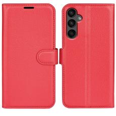  Samsung Galaxy A15 5G Fodral Litchi L&auml;der R&ouml;d - Teknikhallen.se