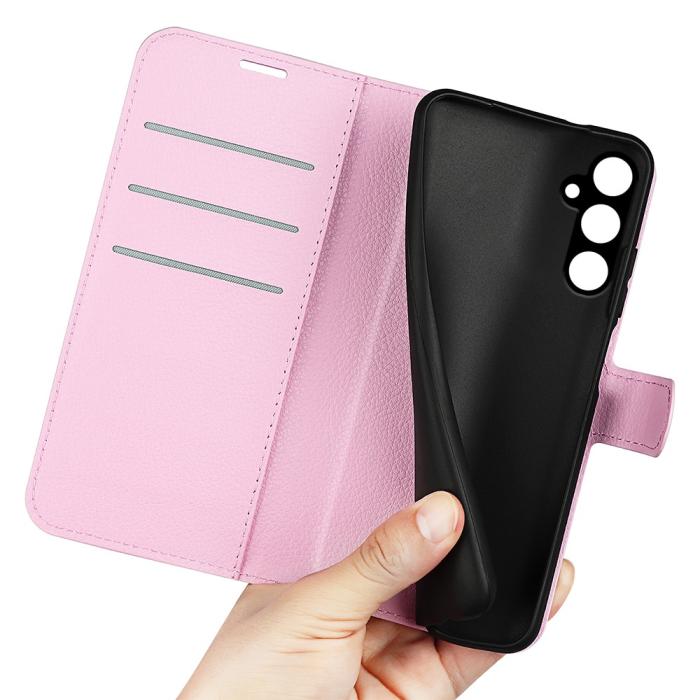 Bild 4,  Samsung Galaxy A15 5G Fodral Litchi Läder Ljus Rosa - Teknikhallen.se