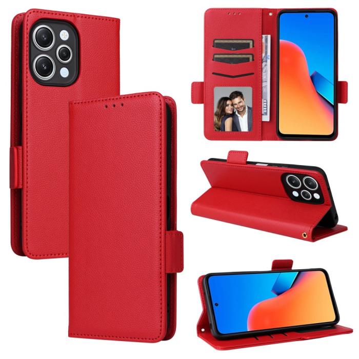 Bild 5,  Xiaomi Redmi 12 5G/4G Fodral Litchi Läder Röd - Teknikhallen.se