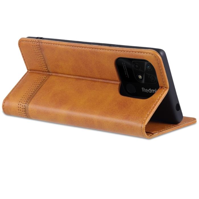 Bild 5, AZNS AZNS Xiaomi Redmi 10C Fodral Flip Läder Brun - Teknikhallen.se