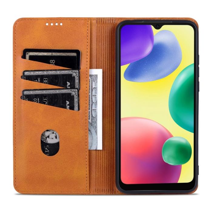 Bild 6, AZNS AZNS Xiaomi Redmi 10C Fodral Flip Läder Brun - Teknikhallen.se
