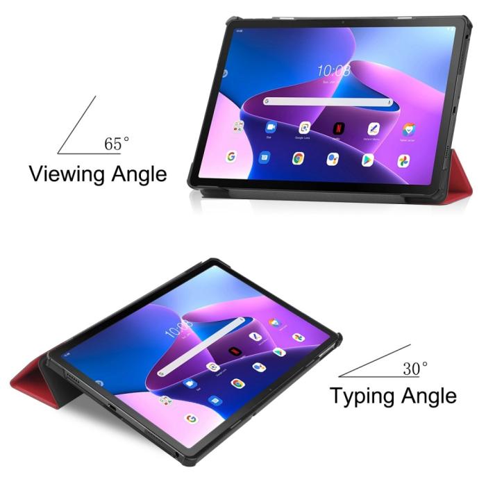 Bild 3,  Lenovo Tab M10 Plus Gen 3 Fodral Tri-Fold Röd - Teknikhallen.se