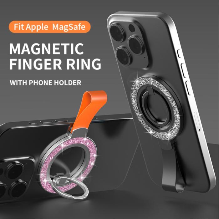 Bild 3,  Magnetisk MagSafe Ring Hållare Glitter Silver - Teknikhallen.se