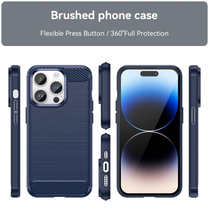 Bild 2,  iPhone 15 Pro Max Skal Borstad Stål Textur Blå - Teknikhallen.se