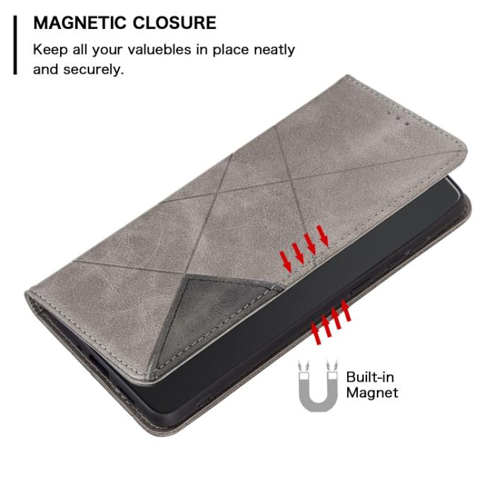 Bild 6,  Xiaomi 13 Lite 5G Fodral Geometriskt Flip Läder Grå - Teknikhallen.se