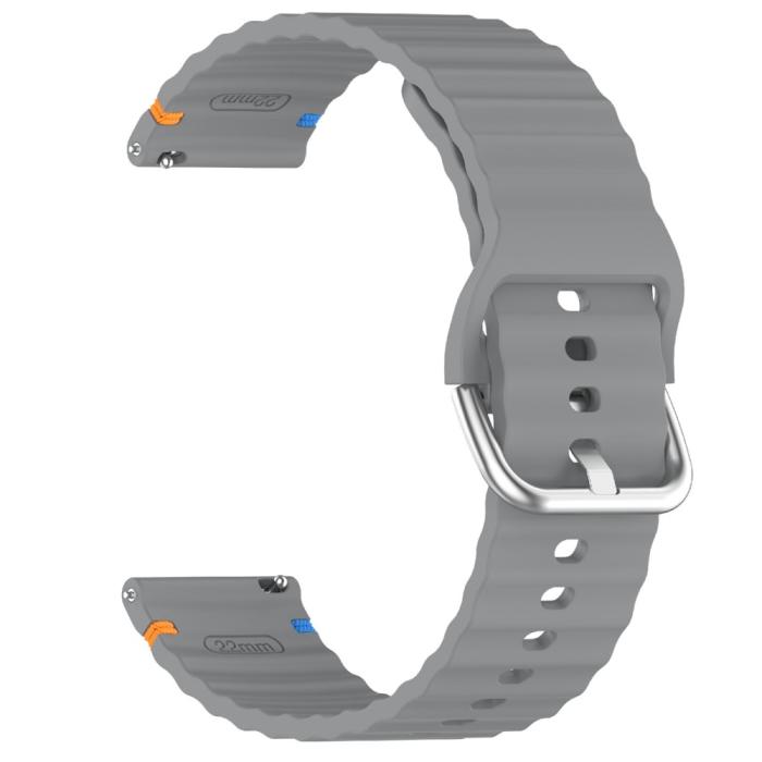 Bild 4,  Klockarmband 22 mm Silikon Wave Design Mörk Grå - Teknikhallen.se