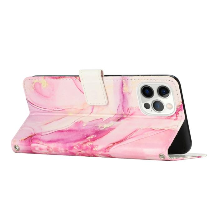 Bild 3,  iPhone 15 Pro Fodral Marmor Läder Roséguld - Teknikhallen.se