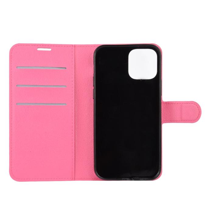 Bild 4,  iPhone 12 Pro Max - Litchi Fodral - Rosa - Teknikhallen.se