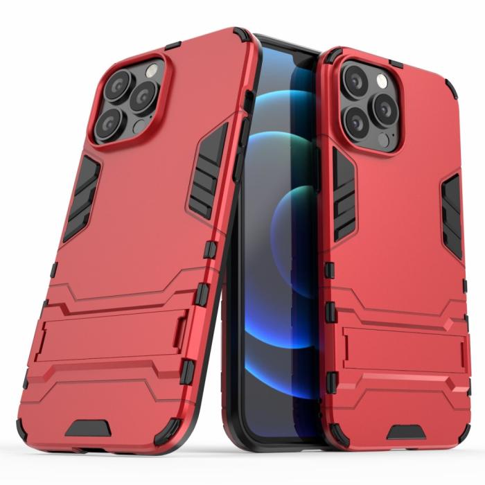 Bild 4,  iPhone 13 Pro Max - Hybrid Armor Skal Kickstand - Röd - Teknikhallen.se