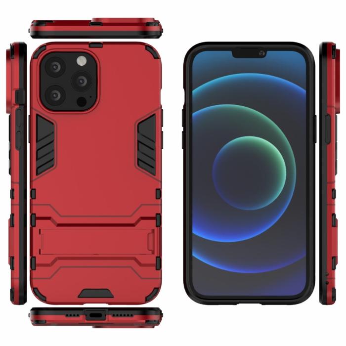 Bild 5,  iPhone 13 Pro Max - Hybrid Armor Skal Kickstand - Röd - Teknikhallen.se