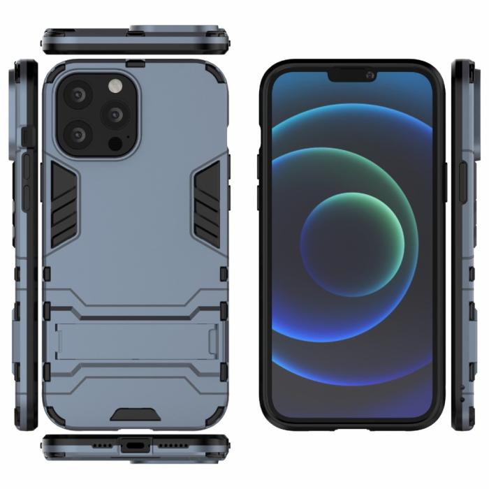 Bild 5,  iPhone 13 Pro Max - Hybrid Armor Skal Kickstand - Navy Blue - Teknikhallen.se
