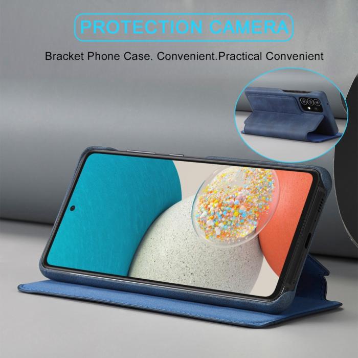 Bild 5, LC.IMEEKE LC.IMEEKE Samsung Galaxy A53 5G Fodral Retro Flip Blå - Teknikhallen.se