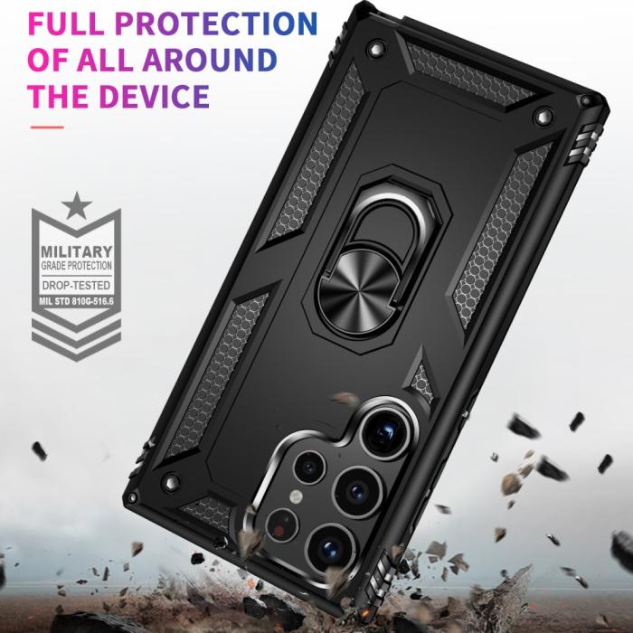 Bild 2,  Samsung Galaxy S24 Ultra Skal Ring Hybrid Armor Svart - Teknikhallen.se