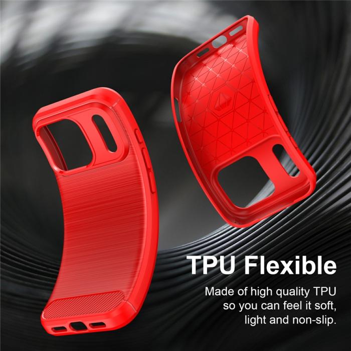 Bild 5,  iPhone 18 Pro Max/17 Pro Max Skal Kolfiber Textur Röd - Teknikhallen.se