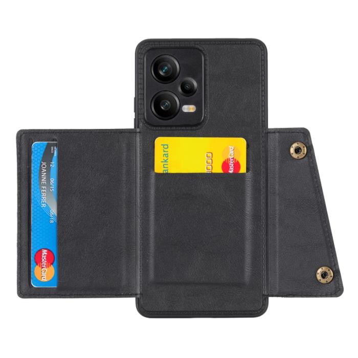 Bild 2,  Xiaomi Redmi Note 12 Pro 5G Skal Läder Med Kortfack Och Magnet - Teknikhallen.se