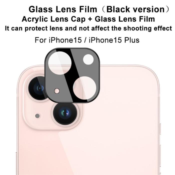 Bild 3, IMAK IMAK iPhone 15 / 15 Plus Linsskydd Akryl/Härdat Glas Svart - Teknikhallen.se