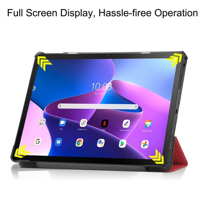 Bild 4,  Lenovo Tab M10 Plus Gen 3 Fodral Tri-Fold Röd - Teknikhallen.se
