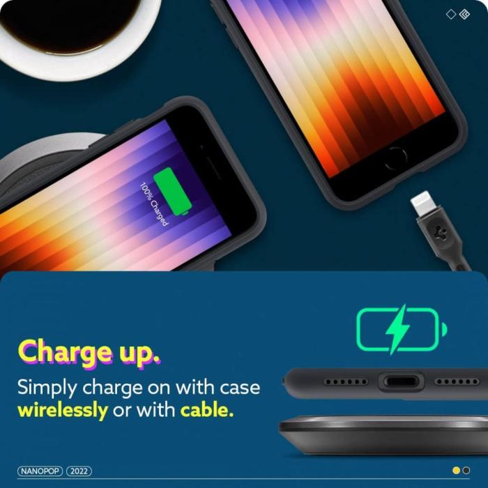 Bild 3, Spigen Spigen Caseology iPhone 7/8/SE Skal Nano Pop Svart Sesam - Teknikhallen.se