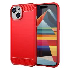  iPhone 15 Plus Skal Borstad St&aring;l Textur R&ouml;d - Teknikhallen.se