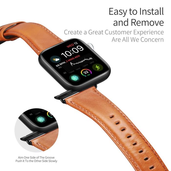 Bild 2, DUX DUCIS DUX DUCIS Apple Watch 38/40/41/42 mm Klockarmband Äkta Läder Brun - Teknikhallen.se