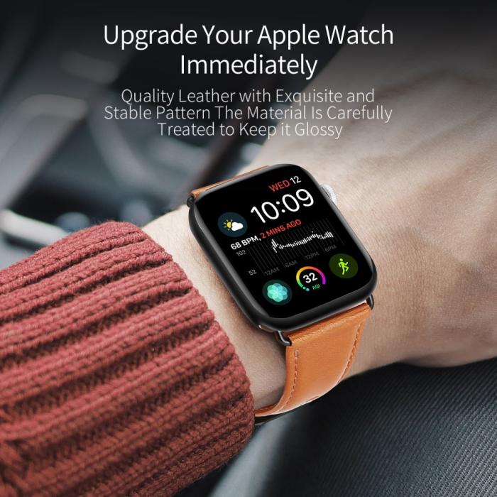 Bild 4, DUX DUCIS DUX DUCIS Apple Watch 38/40/41/42 mm Klockarmband Äkta Läder Brun - Teknikhallen.se