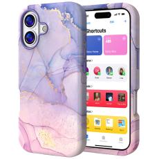  iPhone 17 Skal Hybrid Med Marmor Tryck Lila / Rosa - Teknikhallen.se