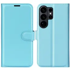  Samsung Galaxy S26 Ultra Fodral Litchi L&auml;der Bl&aring; - Teknikhallen.se