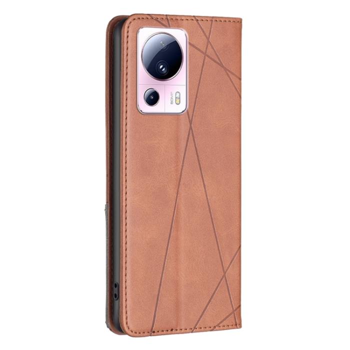 Bild 3,  Xiaomi 13 Lite 5G Fodral Geometriskt Flip Läder Brun - Teknikhallen.se