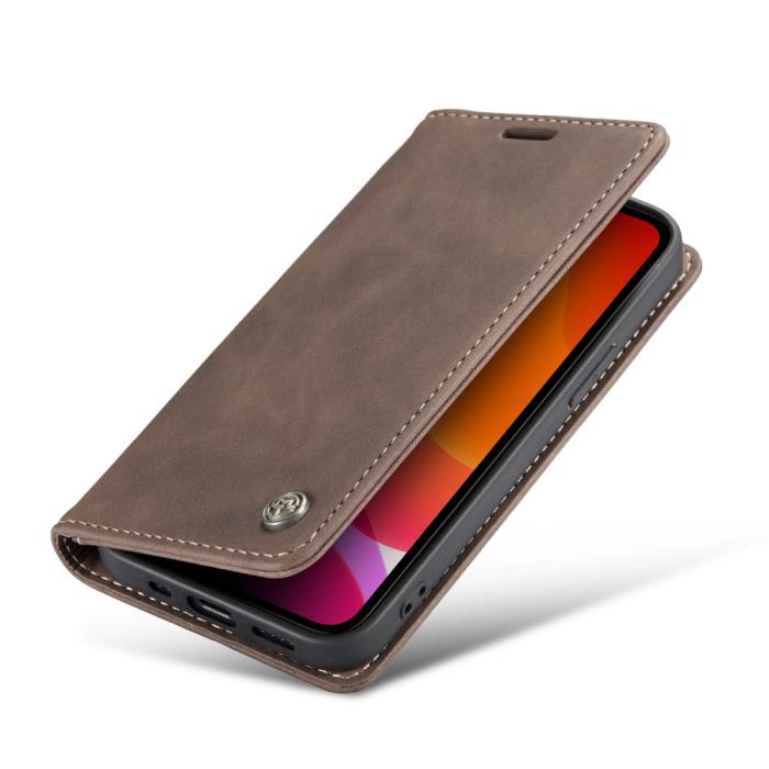 Bild 3, CASEME iPhone 12 Pro Max - CASEME Vintage Flip Fodral - Brun - Teknikhallen.se