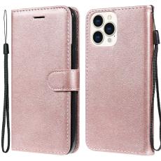  iPhone 13 Pro Max - Klassiskt Solid L&auml;der Fodral - Ros&eacute;guld - Teknikhallen.se