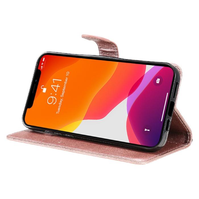 Bild 6,  iPhone 13 Pro Max - Klassiskt Solid Läder Fodral - Roséguld - Teknikhallen.se