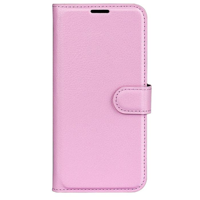 Bild 5,  iPhone 16 Fodral Litchi Textur Läder Ljus Rosa - Teknikhallen.se