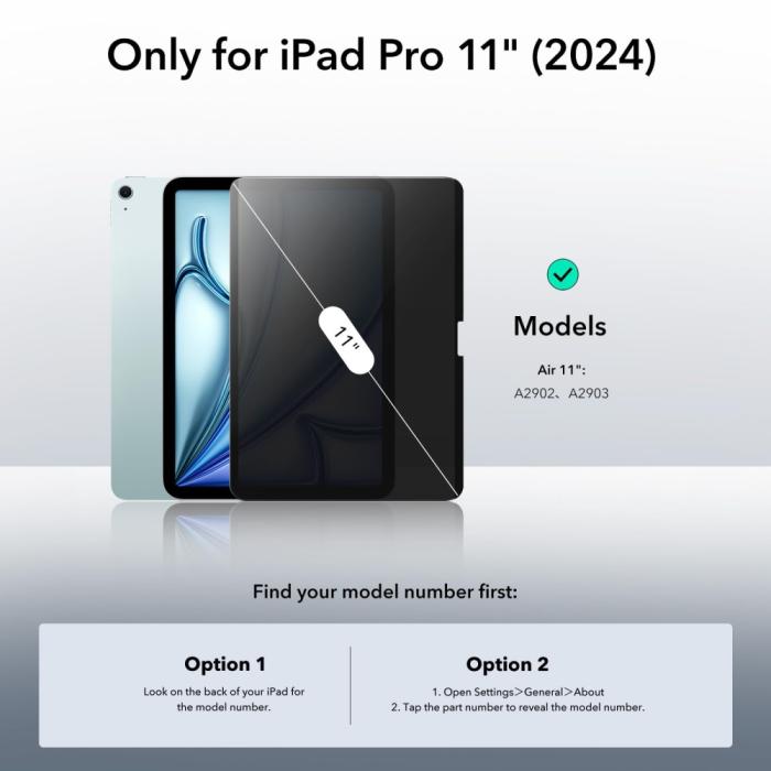 Bild 2, ESR ESR iPad Air 11 2026-2024 Skärmskydd Avtagbart Magnetisk - Teknikhallen.se