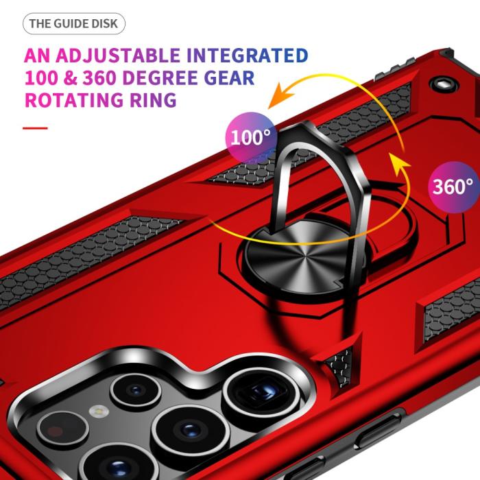 Bild 3,  Samsung Galaxy S24 Ultra Skal Ring Hybrid Armor Röd - Teknikhallen.se