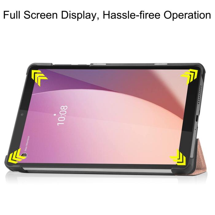 Bild 3,  Lenovo Tab M8 (Gen 4) Fodral Tri-Fold Läder Roséguld - Teknikhallen.se