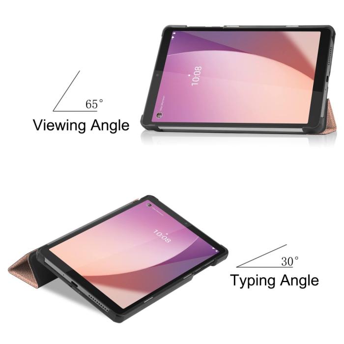 Bild 5,  Lenovo Tab M8 (Gen 4) Fodral Tri-Fold Läder Roséguld - Teknikhallen.se