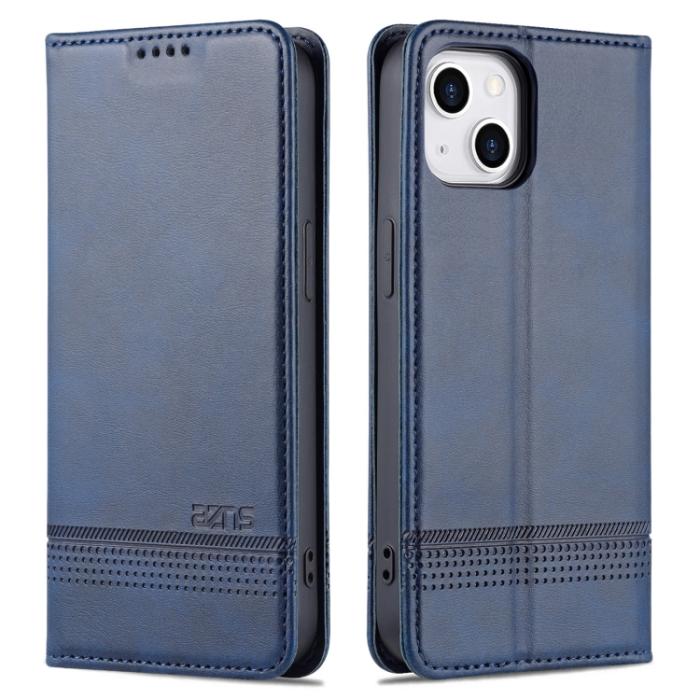 Bild 2, AZNS AZNS iPhone 14 Plus Fodral Flip Läder Blå - Teknikhallen.se