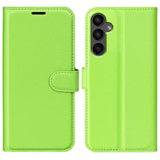  Samsung Galaxy A15 5G Fodral Litchi L&auml;der Gr&ouml;n - Teknikhallen.se