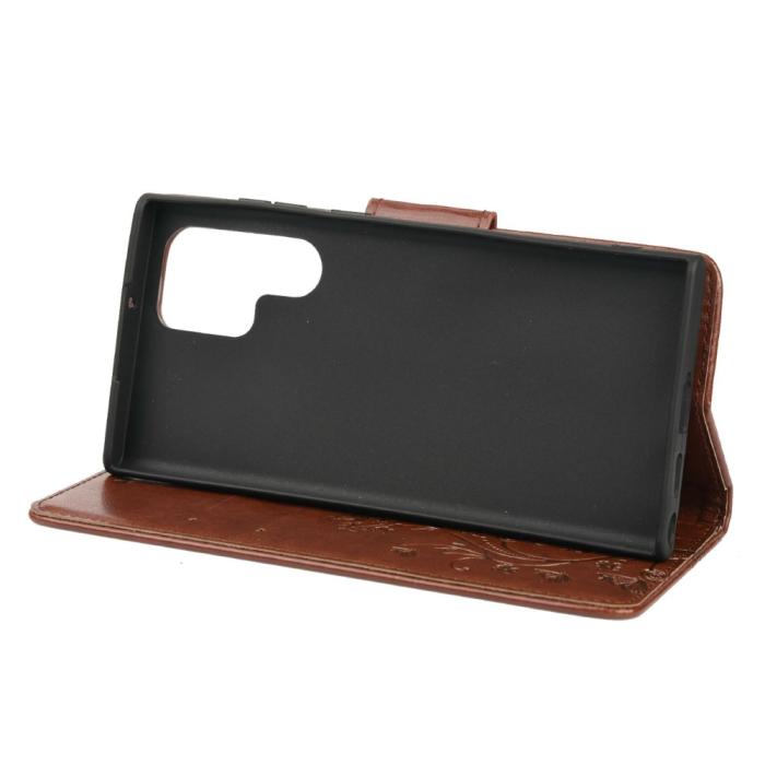 Bild 5,  Samsung Galaxy S22 Ultra Fodral Tryckta Fjärilar Brun - Teknikhallen.se